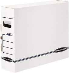 BANKERS BOX - 1 Compartment, 5" Wide x 14-7/8" High x 18-3/4" Deep, Storage Box - Plastic, White/Blue - Apex Tool & Supply