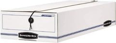 BANKERS BOX - 1 Compartment, 9-1/4" Wide x 4-1/4" High x 23-3/4" Deep, Storage Box - Corrugated Cardboard, White/Blue - Apex Tool & Supply