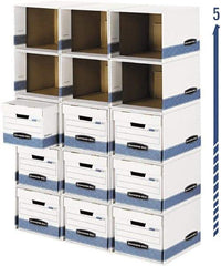 BANKERS BOX - 1 Compartment, 6-1/2" Wide x 21-3/4" High x 6-1/2" Deep, Storage Box - Corrugated, White/Blue - Apex Tool & Supply