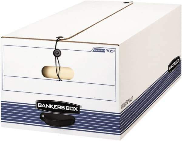 BANKERS BOX - 1 Compartment, 15-1/4" Wide x 10-3/4" High x 19-3/4" Deep, Storage Box - Corrugated Cardboard, White/Blue - Apex Tool & Supply