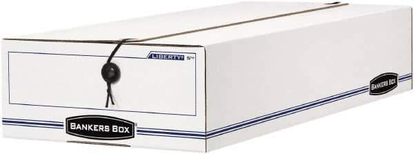 BANKERS BOX - 1 Compartment, 9-1/4" Wide x 4-1/4" High x 15" Deep, Storage Box - Corrugated Cardboard, White/Blue - Apex Tool & Supply