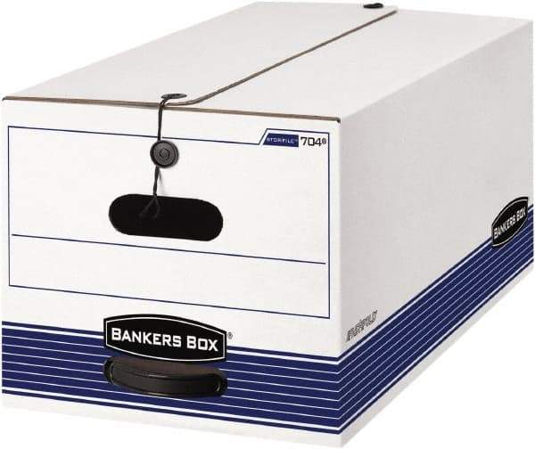 BANKERS BOX - 1 Compartment, 12-1/4" Wide x 10-3/4" High x 24-1/8" Deep, Storage Box - Corrugated Cardboard, White/Blue - Apex Tool & Supply