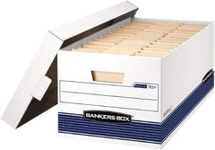 BANKERS BOX - 1 Compartment, 12-7/8" Wide x 10-1/4" High x 25-3/8" Deep, Storage Box - Corrugated Cardboard, White/Blue - Apex Tool & Supply