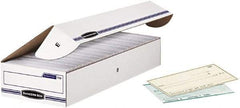 BANKERS BOX - 1 Compartment, 9-1/4" Wide x 4-1/8" High x 25" Deep, Storage Box - Corrugated Cardboard, White/Blue - Apex Tool & Supply