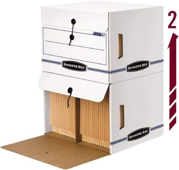 BANKERS BOX - 1 Compartment, 37-1/2" Wide x 37-3/4" High x 5-1/4" Deep, Storage Box - Corrugated Cardboard, White/Blue - Apex Tool & Supply