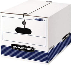 BANKERS BOX - 1 Compartment, 12-1/4" Wide x 11" High x 24-1/8" Deep, Storage Box - Corrugated Cardboard, White/Blue - Apex Tool & Supply