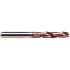Emuge - 20mm 140° Spiral Flute Solid Carbide Screw Machine Drill Bit - AlCrN Finish, Right Hand Cut, 79mm Flute Length, 131mm OAL, Four Facet Point, Straight Shank, Through Coolant - Apex Tool & Supply