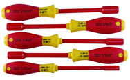 Insulated Nut Driver Inch Set Includes: 7/32" - 1/2". 5 Pieces - Apex Tool & Supply