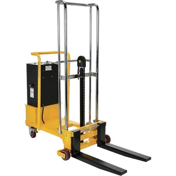 Vestil - 550 Lb Capacity, 57" Lift Height, Battery Operated Lift - 2" Lowered Height, 25-1/2" Fork Length, 31" Overall Width - Apex Tool & Supply