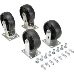 Vestil - 6" Diam x 2" Wide, Glass Filled Nylon (2) Rigid (2) Swivel Caster - 4,800 Lb Capacity, Top Plate Mount, 4" x 4-1/2" Plate - Apex Tool & Supply