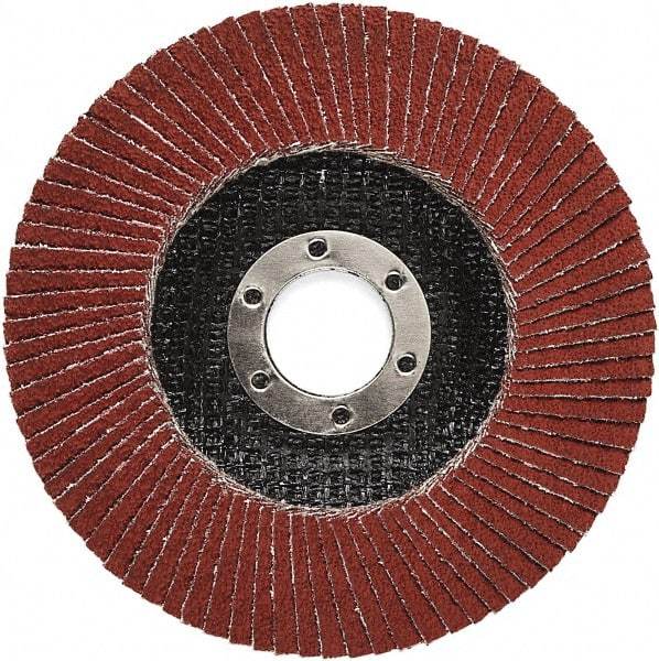 3M - 40 Grit, 7" Disc Diam, 7/8" Center Hole, Type 27 Ceramic Flap Disc - 8,500 Max RPM, Polyester Backing, Arbor Attaching System, Coated - Apex Tool & Supply