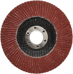 3M - 60 Grit, 7" Disc Diam, 7/8" Center Hole, Type 27 Ceramic Flap Disc - 8,500 Max RPM, Polyester Backing, Arbor Attaching System, Coated - Apex Tool & Supply