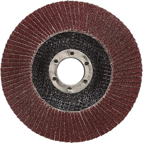 3M - 80 Grit, 5" Disc Diam, 7/8" Center Hole, Type 27 Ceramic Flap Disc - 12,100 Max RPM, Polyester Backing, Arbor Attaching System, Coated - Apex Tool & Supply