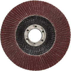 3M - 80 Grit, 5" Disc Diam, 7/8" Center Hole, Type 27 Ceramic Flap Disc - 12,100 Max RPM, Polyester Backing, Arbor Attaching System, Coated - Apex Tool & Supply