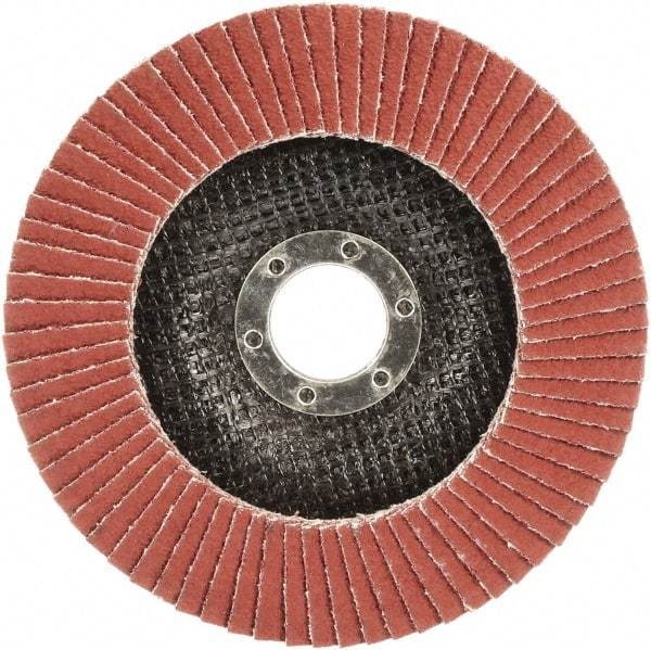 3M - 60 Grit, 7" Disc Diam, 7/8" Center Hole, Type 29 Ceramic Flap Disc - 8,500 Max RPM, Polyester Backing, Arbor Attaching System, Coated - Apex Tool & Supply