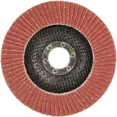 3M - 80 Grit, 7" Disc Diam, 7/8" Center Hole, Type 29 Ceramic Flap Disc - 8,500 Max RPM, Polyester Backing, Arbor Attaching System, Coated - Apex Tool & Supply