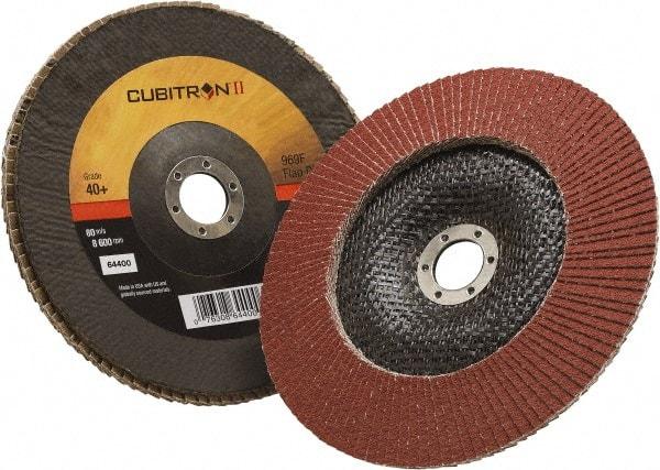 3M - 40 Grit, 7" Disc Diam, 7/8" Center Hole, Type 29 Ceramic Flap Disc - 8,500 Max RPM, Polyester Backing, Arbor Attaching System, Coated - Apex Tool & Supply