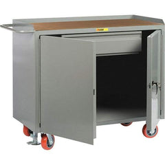 Little Giant - 3,600 Lb Capacity, 1 Drawer, 2 Door Mobile Service Bench - 41" Wide x 24" Deep x 43" High, Steel, Gray - Apex Tool & Supply