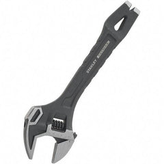 Stanley - 1-1/4" Jaw Capacity, 10" Ratcheting Adjustable Wrench - Steel, Black Oxide Finish, 10" OAL - Apex Tool & Supply