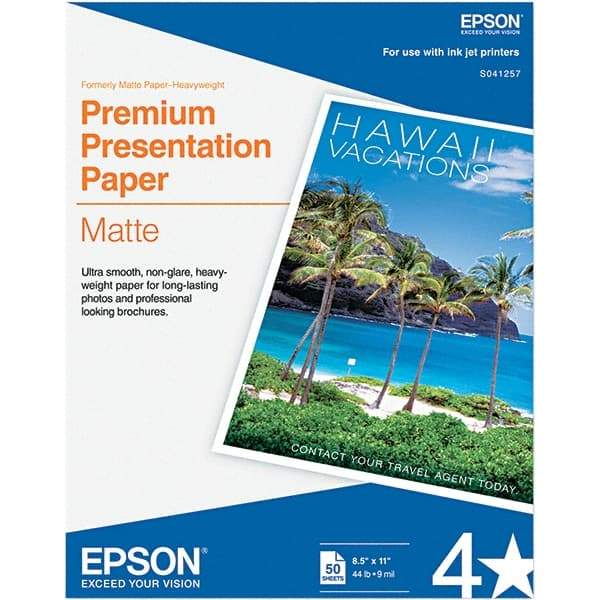 Epson - 8-1/2" x 11" Bright White Photo Paper - Use with Inkjet Printers - Apex Tool & Supply