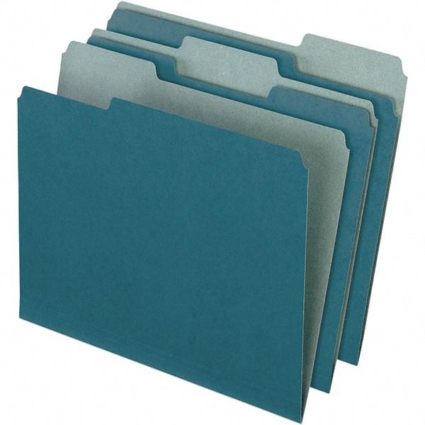 Pendaflex - 9-1/2 x 11-5/8", Letter Size, Blue, File Folders with Top Tab - 11 Point Stock, Assorted Tab Cut Location - Apex Tool & Supply