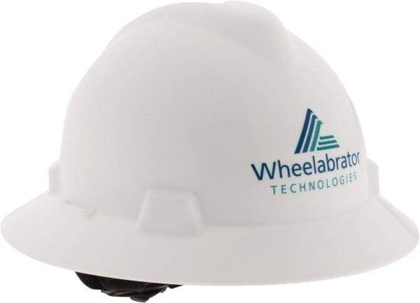 MSA - ANSI Type I, Class E Rated, 4-Point, Ratchet Adjustment Hard Hat - Blue, Full Brim, Wheelbrator - Apex Tool & Supply