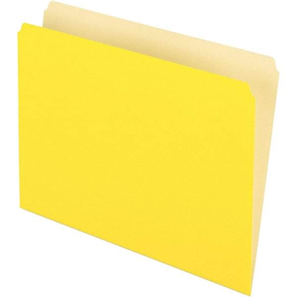 Pendaflex - 9-1/2 x 11-5/8", Letter Size, Yellow, File Folders with Top Tab - 11 Point Stock, Straight Tab Cut Location - Apex Tool & Supply