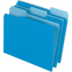 Pendaflex - 9-1/2 x 11-5/8", Letter Size, Blue/Light Blue, File Folders with Top Tab - 11 Point Stock, Assorted Tab Cut Location - Apex Tool & Supply