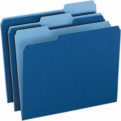Pendaflex - 9-1/2 x 11-5/8", Letter Size, Navy Blue, File Folders with Top Tab - 11 Point Stock, Assorted Tab Cut Location - Apex Tool & Supply