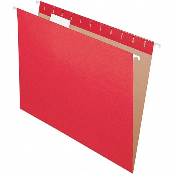 Pendaflex - 8-1/2 x 11", Letter Size, Red, Hanging File Folder - 11 Point Stock, 1/5 Tab Cut Location - Apex Tool & Supply