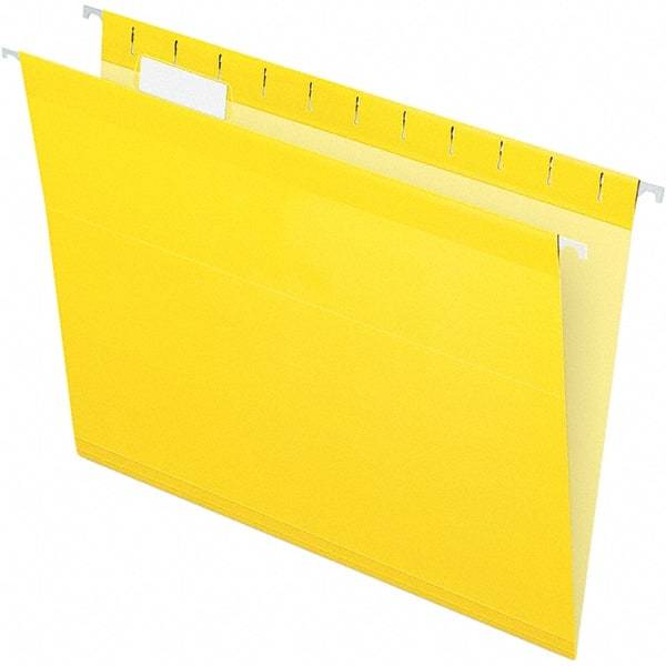 Pendaflex - 8-1/2 x 11", Letter Size, Yellow, Hanging File Folder - 11 Point Stock, 1/5 Tab Cut Location - Apex Tool & Supply