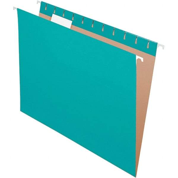 Pendaflex - 8-1/2 x 11", Letter Size, Aqua, Hanging File Folder - 11 Point Stock, 1/5 Tab Cut Location - Apex Tool & Supply