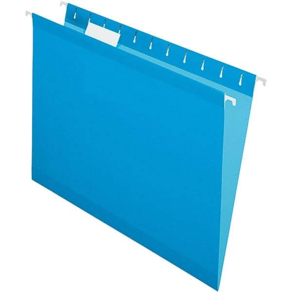 Pendaflex - 8-1/2 x 11", Letter Size, Blue, Hanging File Folder - 11 Point Stock, 1/5 Tab Cut Location - Apex Tool & Supply