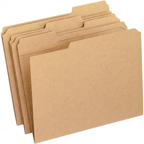 Pendaflex - 9-7/8 x 11-3/4", Letter Size, Brown, File Folders with Top Tab - 11 Point Stock, Assorted Tab Cut Location - Apex Tool & Supply