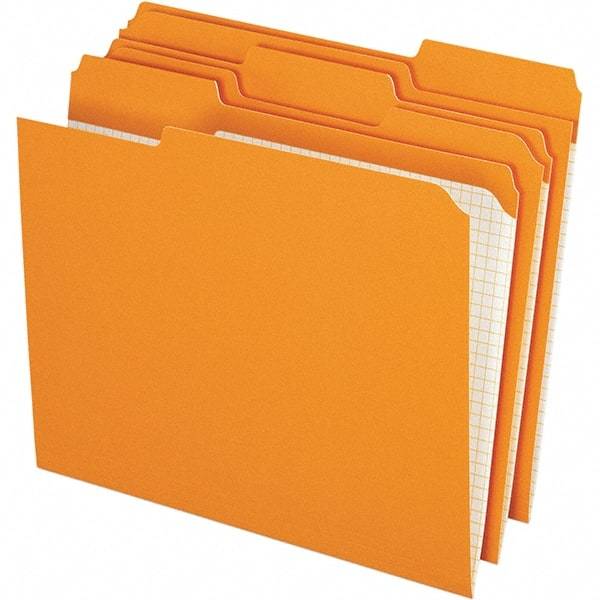 Pendaflex - 9-1/2 x 11-5/8", Letter Size, Orange, File Folders with Top Tab - 11 Point Stock, Assorted Tab Cut Location - Apex Tool & Supply