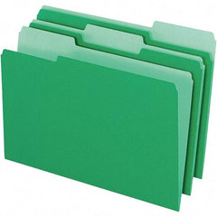Pendaflex - 9-1/2 x 14-5/8", Legal, Green/Light Green, File Folders with Top Tab - 11 Point Stock, Assorted Tab Cut Location - Apex Tool & Supply