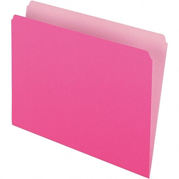 Pendaflex - 9-1/2 x 11-5/8", Letter Size, Pink, File Folders with Top Tab - 11 Point Stock, Straight Tab Cut Location - Apex Tool & Supply