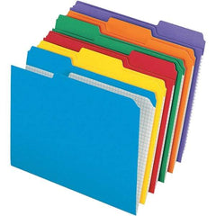 Pendaflex - 9-1/2 x 11-5/8", Letter Size, Assorted Colors, File Folders with Top Tab - 11 Point Stock, Assorted Tab Cut Location - Apex Tool & Supply