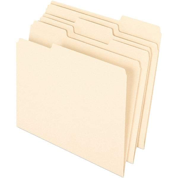 Pendaflex - 9-1/2 x 11-5/8", Letter Size, Manila, File Folders with Top Tab - 11 Point Stock, Assorted Tab Cut Location - Apex Tool & Supply