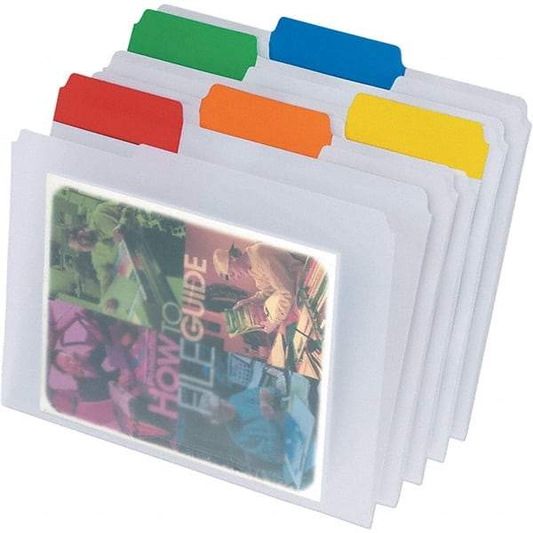 Pendaflex - 9-1/2 x 11-3/4", Letter Size, Clear, File Folders with Top Tab - Assorted Tab Cut Location - Apex Tool & Supply