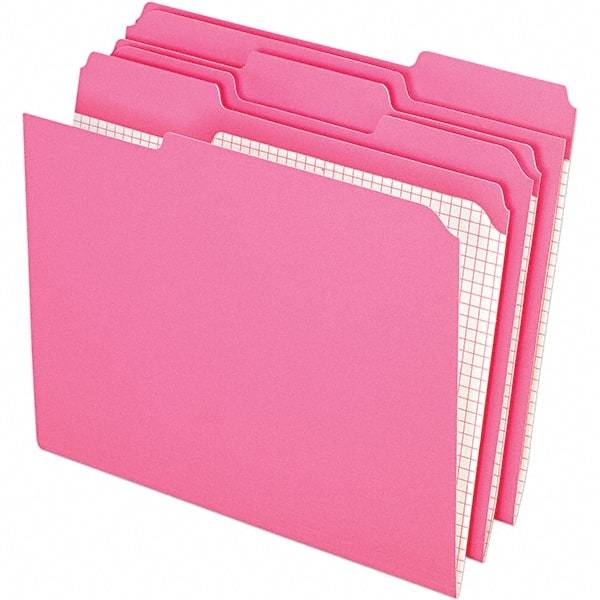 Pendaflex - 10 x 12", Letter Size, Pink, File Folders with Top Tab - 11 Point Stock, Assorted Tab Cut Location - Apex Tool & Supply