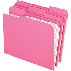 Pendaflex - 10 x 12", Letter Size, Pink, File Folders with Top Tab - 11 Point Stock, Assorted Tab Cut Location - Apex Tool & Supply