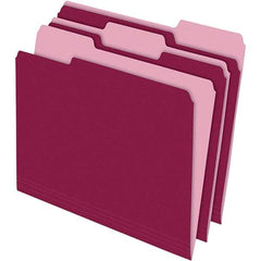 Pendaflex - 11-5/8 x 9-3/16", Letter Size, Burgundy, File Folders with Top Tab - 11 Point Stock, Assorted Tab Cut Location - Apex Tool & Supply