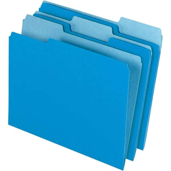 Pendaflex - 11-5/8 x 9-3/16", Letter Size, Blue, File Folders with Top Tab - 11 Point Stock, Assorted Tab Cut Location - Apex Tool & Supply