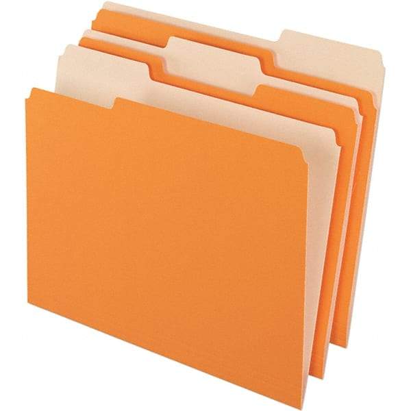 Pendaflex - 11-5/8 x 9-3/16", Letter Size, Orange, File Folders with Top Tab - 11 Point Stock, Assorted Tab Cut Location - Apex Tool & Supply