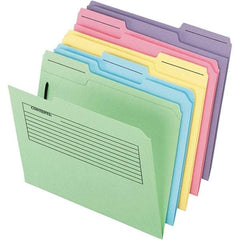 Pendaflex - 11-5/8 x 9-1/2", Letter Size, Assorted Colors, File Folders with Top Tab - 11 Point Stock, Assorted Tab Cut Location - Apex Tool & Supply
