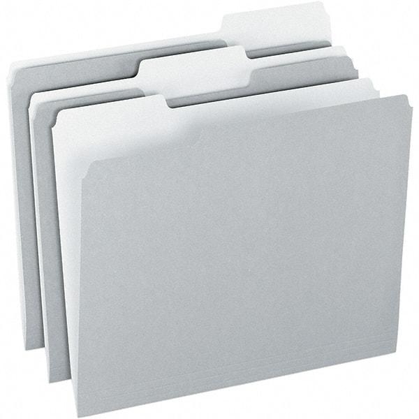 Pendaflex - 9-1/2 x 11-5/8", Letter Size, Gray/Light Gray, File Folders with Top Tab - 11 Point Stock, Assorted Tab Cut Location - Apex Tool & Supply