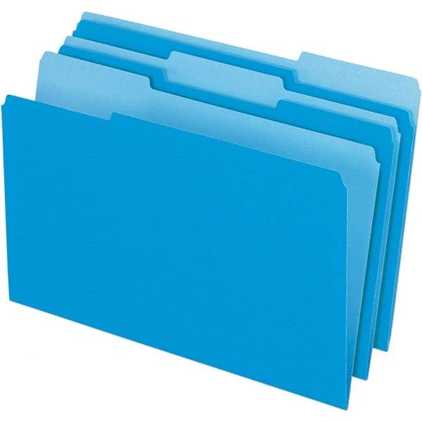 Pendaflex - 14-5/8 x 9-3/16", Legal, Blue, File Folders with Top Tab - 11 Point Stock, Assorted Tab Cut Location - Apex Tool & Supply