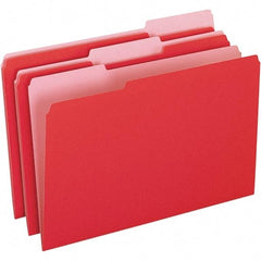 Pendaflex - 9-1/2 x 14-5/8", Legal, Red/Light Red, File Folders with Top Tab - 11 Point Stock, Assorted Tab Cut Location - Apex Tool & Supply