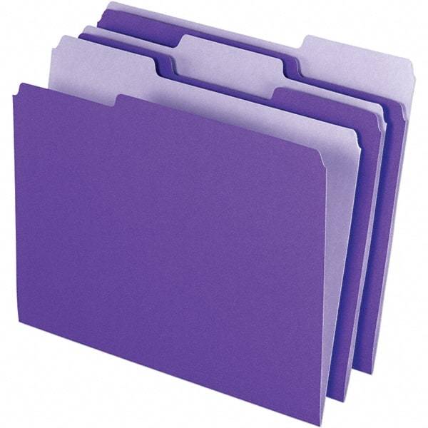 Pendaflex - 11-5/8 x 9-3/16", Letter Size, Violet, File Folders with Top Tab - 11 Point Stock, Assorted Tab Cut Location - Apex Tool & Supply